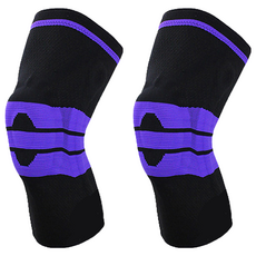 AOLIKES 奧力克斯 7721雙彈簧護膝 矽膠減震透氣 男女通用, M, 2個, 黑色 + 紫色