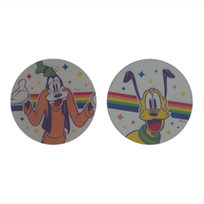 彩虹米奇珪藻土杯墊 圓型 2個, 彩虹布魯托高飛, 1組