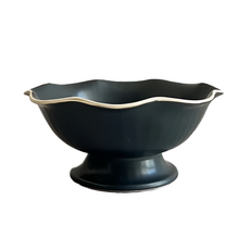 craft 瀨戶燒荷葉邊高台缽, 日本製造, 陶瓷材質, 光滑質感, 12 x 5.5cm, 3色可選, 黑色, 1個