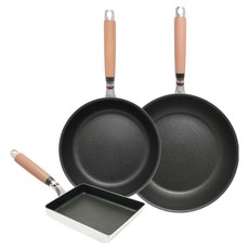 hokua 北陸 極大金IH輕量級不沾鍋3件組 日本製, 1套, 炒鍋 28cm + 深型平底鍋 24cm + 玉子燒鍋, 銀色