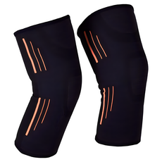 LEADER X 透氣加壓 運動壓縮護膝腿套 XW-05, 2個, 黑色 + 橘色