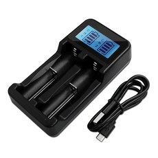 LCD液晶雙槽式複合式充電器，可充3/4號、18650、14500電池, 1入