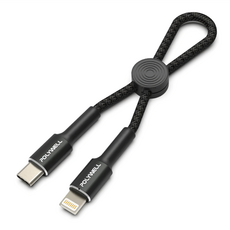 POLYWELL Type-C To Lightning 極短收納PD快充線 12cm 1條 PW15-W45-A363