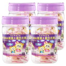 聰明虎 DHA魚油+綜合水果QQ軟糖, 水果口味, 營養豐富, 150g, 4罐
