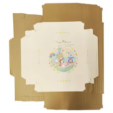 博美包裝 乳酪蛋糕盒 8吋盒 (10入) 240x240x81mm, 熊熊小漫遊 米色, 1組