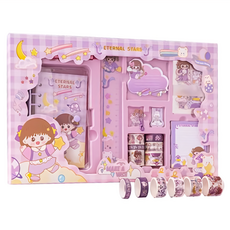 Mass 繽紛時光手帳貼紙禮盒 173件創意筆記套裝 與星同行, 1組, 紫色