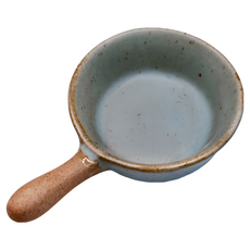 WANDU 瓦讀 日式粗陶調味碟 窯變灰藍 附手柄 陶瓷小碟 調味醬料碟 點心碟, 1個