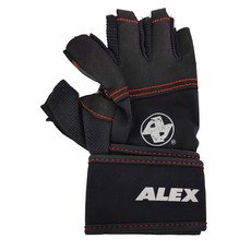 ALEX SPORTS POWER 魔鬼氈腕帶設計 拉片設計方便穿脫 防滑保護多功能手套, L, 黑色, 1雙