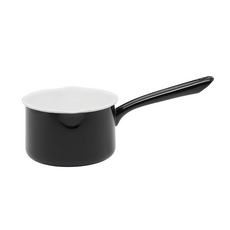 月兔印 日製單柄片手琺瑯牛奶鍋 時尚黑 1.2L, 14cm, 1個