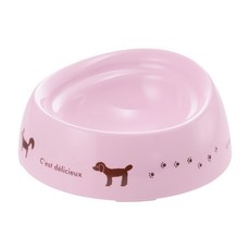 Richell 利其爾 特殊犬用品種狗碗 SS 淺型, 粉色法國風, 寵物餵食碗, 1個