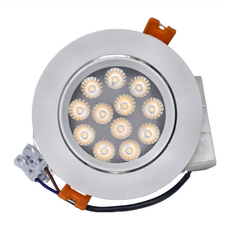 白殼萊恩9cm 10W 12珠崁燈 AC110~220V 3000K 塑料燈體+冷鍛一體化散熱器, 自然光, 1個