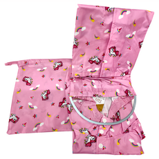 愛北鼻 滿版印花兒童雨衣 滿印粉獨角獸 領口加高防水 110~120cm適用, L