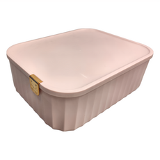 mega收納 創意輕奢分隔帶蓋收納盒 Set 2, 23 x 30 x 8cm, 粉色無格, 1組