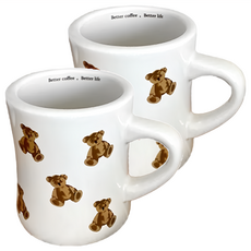 沐慕家居 陶瓷小熊馬克杯 加厚版, 白色, 2個