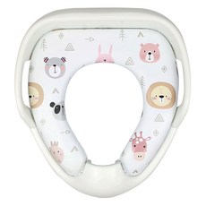 aguard 手把式兒童馬桶坐墊 舒適柔軟 正面防止尿液四濺 方便移動攜帶, 白色動物