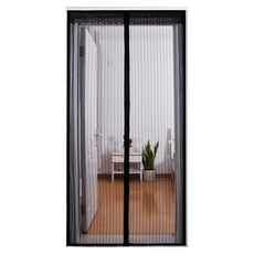 魔術貼超靜音磁性防蚊門簾, 90 x 210cm, 黑色