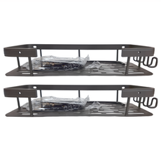 mohe 木暉居家 加厚太空鋁螺絲無痕貼收納架 瀝水架 1層 30x35x20cm, 霧灰色, 2個