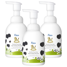 Fees BEBE 嬰兒洗髮沐浴泡泡 香濃牛奶, 400ml, 3瓶