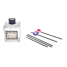 QiMart 春花法國精油擴香瓶 含珪藻土擴香纖維棒, 1瓶, 200ml, 蜜糖果園