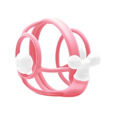 mombella 固齒器 卷卷蝸, 嬰兒牙膠搖鈴, 粉紅, 1入, 單品