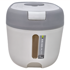 日式一鍵自動彈蓋儲米桶 5KG, 30.8 x 19.5 x 18cm, 灰白色, 1個