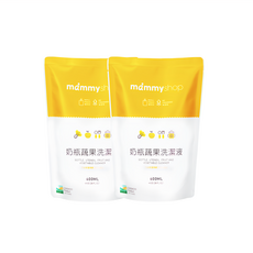 mammyshop 媽咪小站 奶瓶蔬果洗潔液補充包, 600ml, 2包