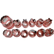 GBL 蔬菜水果餅乾用造型壓花模具 12種組合 12入 適用於食品接觸 可重複性使用, 粉紅色, 1組