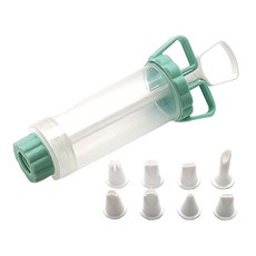 Time Leisure 食品級蛋糕餅乾奶油裝飾裱花器/裱花槍 8件套 PP+PVC材質, 綠色, 1組