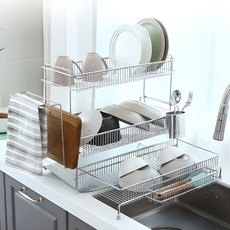 INEX Ergo Edge 抽屜式碗盤瀝水架 2層 銀色 1入, 1個, 銀