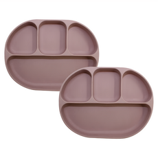 兒童輕量吸盤餐盤, 藕粉色, 2個, 餐盤