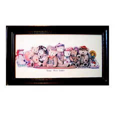 原木鑰匙盒壁飾 小 橫幅 31 x 19cm, Tender worn teddies 暖烘烘泰迪熊, 1個