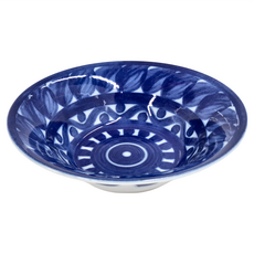 異國風8寸深盤 陶瓷材質 適用溫度-30°C~100°C 日本產, 藍染, 1個