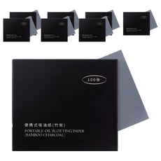 NIUNA GONGZHU 粉撲式吸油面紙補充包 便攜式竹炭吸油紙, 100張, 8組