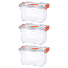 德利生活 22L 堅固耐用收納箱 帶密封蓋設計, 42 x 29 x 23cm, 透明, 3個