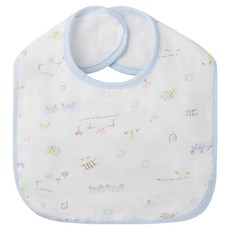 Combi 康貝 純棉柔紗後開圍兜 快樂車車, 藍色, 1件, 1入