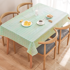 防水方格桌巾 PVC材質 長方形 綠色 重量200g, 180 x 137cm, 1組