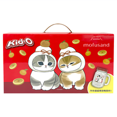 Kid-O 貓福珊迪厚餡夾心餅禮盒 附貓福珊迪梅森杯 456g 精緻禮盒送禮推薦, 1盒, 厚餡威化餅 奶油風味 8個 + 厚餡威化餅 草莓風味 8個 + 杯子