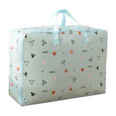 E.dot 防潑水牛津布衣物棉被防塵收納袋, 加厚耐用, 超大(30 x 1 x 22cm), 藍三角, 1個