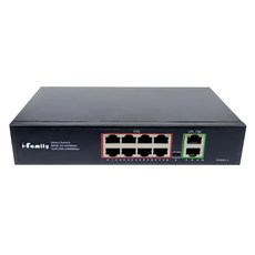 i-family 愛家一族 供電千兆超高速乙太網路供電交換器 8+2埠 10/100/1000M PoE, IF-1108, 1個