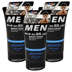 MEN 男人香 極淨調理洗面乳, 暢快俐落 清爽保濕, Anti-acnes Facial Wash, 120ml, 3條