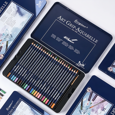 giorgione 創意無限專業級高顯色乾濕兩用三角原木水性可渲染多層次繪畫色鉛筆, 24色, 1盒