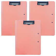 A4文件平板夾, 尺寸31.3cm x 24.5cm, 厚度0.1cm, 塑膠材質, 活力粉, 3個