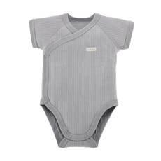 ku.ku duckbill 酷咕鴨 plus竹纖羅紋包屁衣03-山系灰，柔軟親膚，舒適透氣，方便穿脫, 1件, 0-3 Months