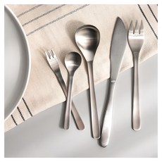 Homely Zakka ..., 餐刀(21.5 x 2.5cm) + 餐叉(18 x 2.7cm) + 湯匙(18.5 x 4cm) + 點心匙(12.5 x 2.8cm) + 點心叉(14 x 1.5cm), 簡約啞光拉絲, 1組