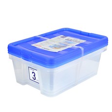 KEYWAY 聯府 優齊 收納盒 6L, 透明色 + 蓋子藍色, 3個