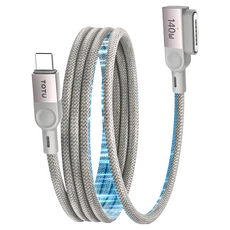 TOTU 磁吸編織收納 Type-C TO MagSafe 3 PD3.1 彎頭充電線 140W快充 LED 捲捲 1m, CB-14-CC, 1條