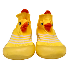 小綠豆居家百貨 寬頭防滑透氣膠底學步鞋 高筒條紋鴨