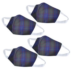 Osun 歐桑生活 防疫3D立體三層防水運動透氣布口罩 台灣製造 (大人款) Set 4個, 藍綠格, 22 x 12cm