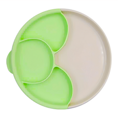 Miniware 天然聚乳酸分隔餐盤組, 100%植物萃取, 食品級矽膠製成, 麵包盤 + 矽膠吸盤 + 聰明分隔盤, 香草甜檸檬綠, 1個