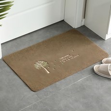 G+居家 絲絨刮沙泥除塵地墊 幸運樹, 卡其色, 1個